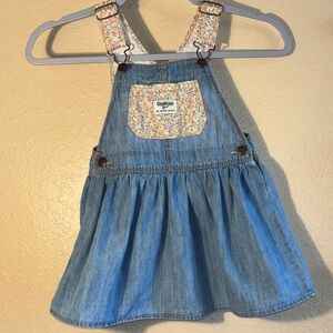 EUC OshKosh B'gosh Toddler Girls' Floral Denim Overall Skirt Dress featuring